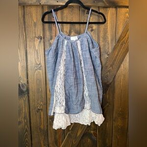 Nation + Grace  Boho Chambray Lace Sleeveless Top